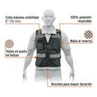 Chaleco seguridad reforzado negro con bolsas, M, EXPERT 2