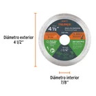 Disco de diamante de 4-1/2' x 1.6 mm, rin continuo, TRUPER 2