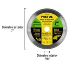 Disco de diamante de 7' x 2.1 mm, rin continuo, PRETUL 2