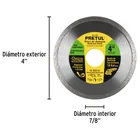 Disco de diamante de 4' x 1.8 mm, rin continuo, PRETUL 2