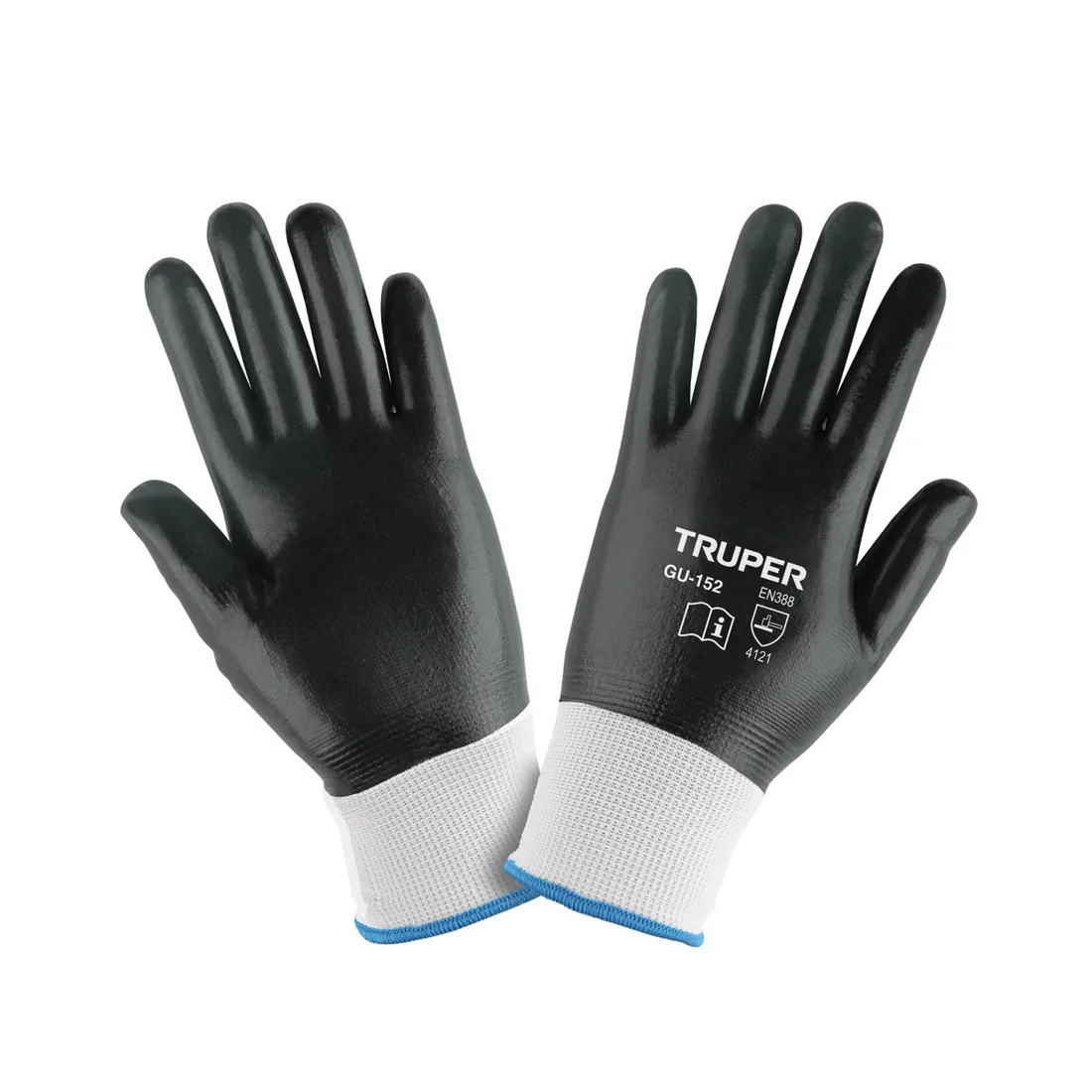 Guantes de poliéster recubiertos de nitrilo, M, TRUPER