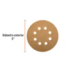 Paquete con 5 discos de lija 5' grano 80, 8 perforaciones 3
