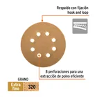 Paquete con 5 discos de lija 5' grano 320, 8 perforaciones 2
