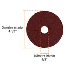 Disco de lija 4-1/2' con respaldo de fibra, grano 24, TRUPER 2