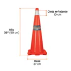 Cono de precaución de 90 cm de PVC con reflejante, TRUPER 3