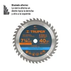 Disco sierra 7- 1/4' para madera, 40 dientes centro 5/8' 2