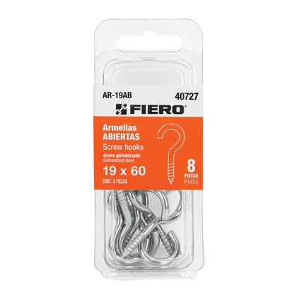 Blíster con 8 armellas abiertas de 19 x 60, FIERO