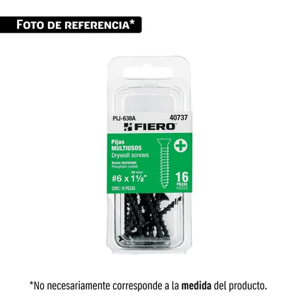 Blíster 13 pijas #6 x 2' cabeza plana phillips multiusos