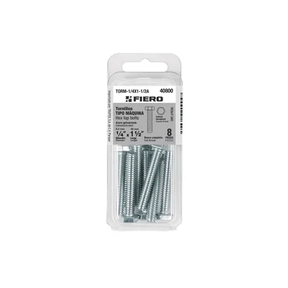 Blíster 8 tornillos máquina 1/4x1-1/2' hexagonal,galvanizado