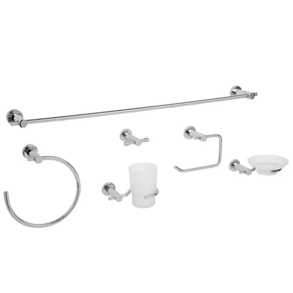 Juego de 6 accesorios para baño acabado cromo, FOSET ELEMENT