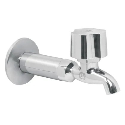 Llave 1/2' para fregadero con niple y chapetón, cromo, BASIC