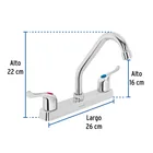 Mezcladora 8' fregadero, ABS, cuello corto, palanca, BASIC 3
