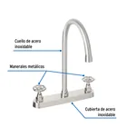 Mezcladora para fregadero, manerales redondos, satín, TÚBIG 2