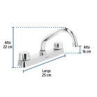 Mezcladora 8' fregadero cromo, cuello corto,hexagonal, BASIC 3