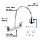 Mezcladora fregadero 8' cromo, cuello flexible, palanca,AQUA 2
