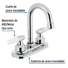 Mezcladora 4' para lavabo, cuello bar, manerales cono 2