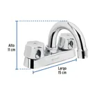 Mezcladora 4' para lavabo, cuello curvo, cartucho cerámico 4