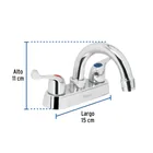 Mezcladora 4' para lavabo, cuello curvo, manerales palanca 2