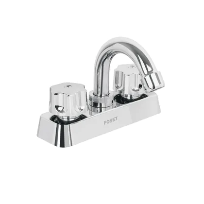 Mezcladora 4' lavabo, ABS, cuello curvo, hexagonal, BASIC