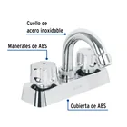 Mezcladora 4' lavabo, ABS, cuello curvo, hexagonal, BASIC 2