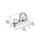Mezcladora 4' lavabo, ABS, cuello curvo, hexagonal, BASIC 4