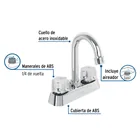 Mezcladora 4' lavabo, ABS, cuello bar, hexagonal, BASIC 2