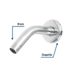 Brazo de acero cromado y chapetón de acero inox p/regadera 2