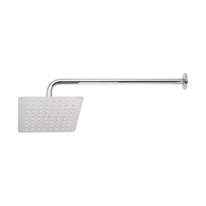 Regadera cuadrada 8', acero inox, con brazo, cromo, TÚBIG