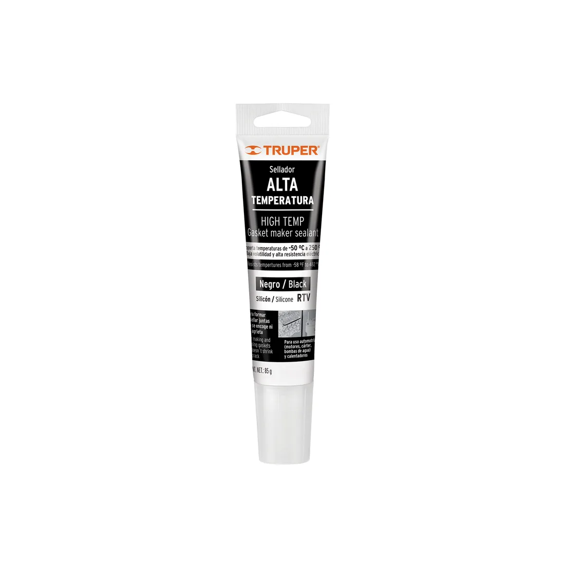Sellador de silicón negro RTV para altas temperaturas, 85 g