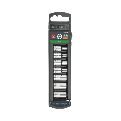 Juego de 7 dados torx cuadro 1/4', TRUPER