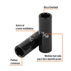 Dado largo impacto de 11/16', 6 puntas, cuadro 1/2', TRUPER 2