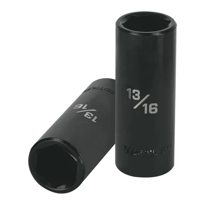 Dado largo impacto de 13/16', 6 puntas, cuadro 1/2', TRUPER