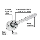 Matraca cuadro 3/8' cabeza de pera liberación rápida, PRETUL 2