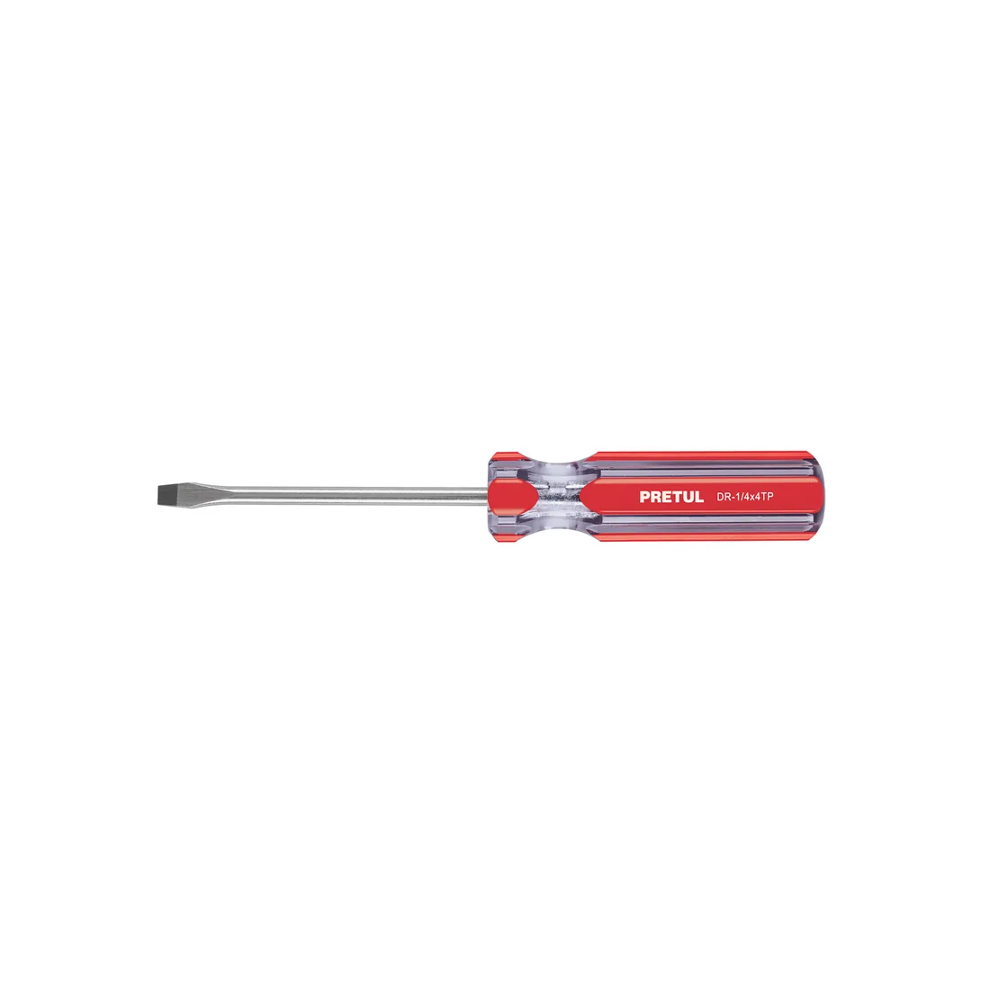 Desarmador plano 1/4 x 4' mango de PVC, PRETUL
