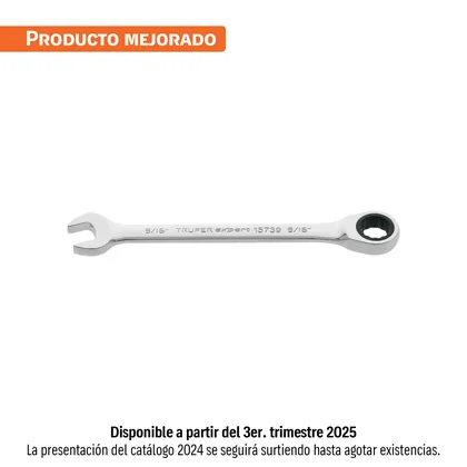 Llave combinada con matraca 9/16' x 185 mm largo, EXPERT