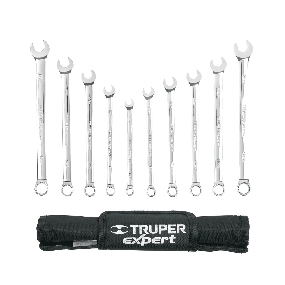 Jgo 10 llaves combinadas extralargas pulidas std y mm,EXPERT