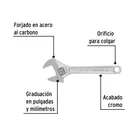Llave ajustable (perico) 6' cromada, PRETUL 2