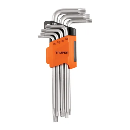 Juego de 7 llaves torx largas con organizador abatible