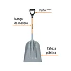 Pala sanitaria cabeza plástica, puño 'Y', mango 27', TRUPER 2