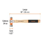 Martillo pulido de bola 24 oz mango hickory, TRUPER Grip 3