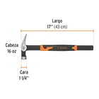 Martillo tubular para cimbra 16 oz uña recta, mango acero 3