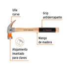 Martillo pulido 16 oz uña curva, mango hickory, TRUPER Grip 2
