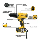 Rotomartillo/destornillador 1/2', 20V, 1 batería 2Ah, PRETUL 2