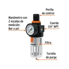 Filtro y regulador, presión de aire, cuerda 1/4' NPT, TRUPER 2