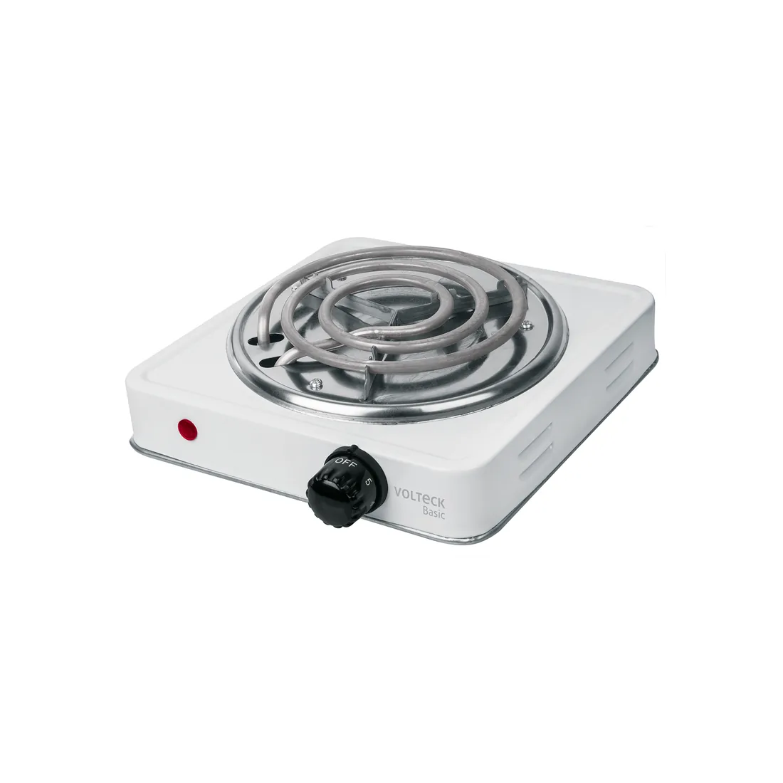 Parrilla eléctrica 1 quemador en espiral, blanca, BASIC