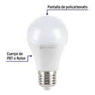 Pack 4 focos LED 9W (60W) A19, 3000K blanca cálida, 800 lm 3