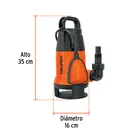 Bomba sumergible plástica, 1 HP para agua sucia, TRUPER 3