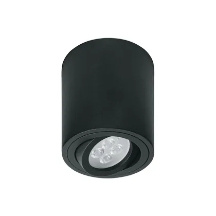 Luminario de sobreponer con spot dirigible, redondo, negro