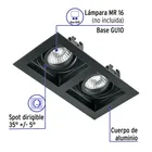 Luminario empotrable con 2 spots dirigibles, negro, VOLTECK 2