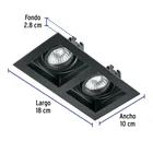 Luminario empotrable con 2 spots dirigibles, negro, VOLTECK 3